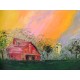 Maison Huit - art naif/ naive art - huile sur toile / oil on canvas  par Armen - yearning for the green space and the red barn 