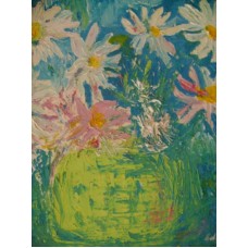 Maison Huit Huile sur toile, Folk / Art Naïf by Armen - a painted bouquet - variation