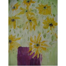 Maison Huit Huile sur toile, Folk / Art Naïf by Armen - a painted bouquet - variation -
