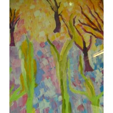 Maison Huit Huile sur toile, Folk / Art Naïf by Armen  - Trees - Variation